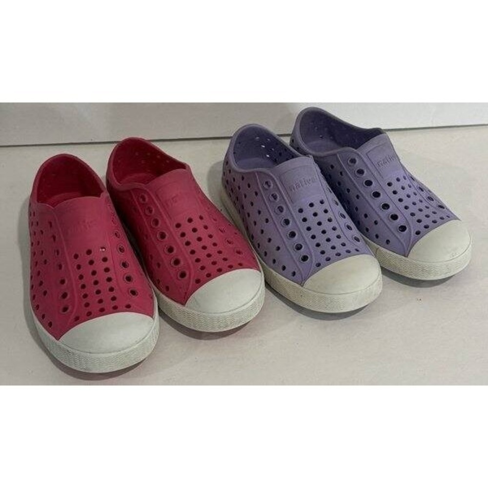 Lot of 2 Girls‎ Native Jefferson Slip On Shoes Pink and Purple Size C9